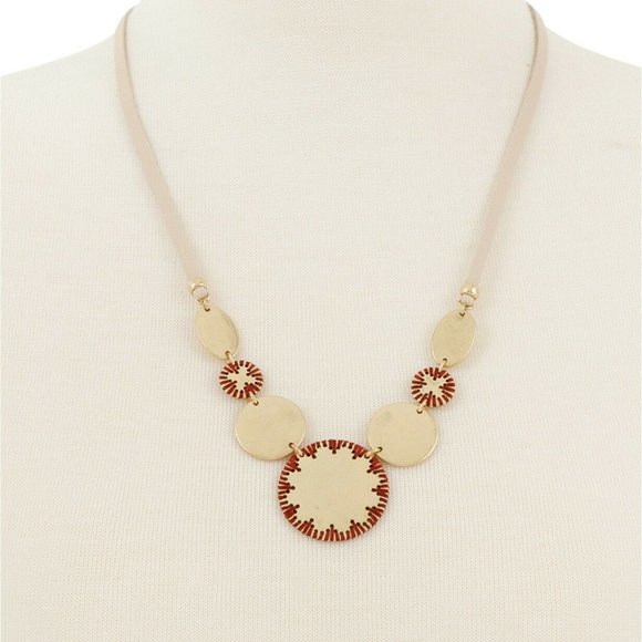 Lucky Brand Jewelry - Lucky Brand Gold-Tone Threaded Disc Leather 28" St